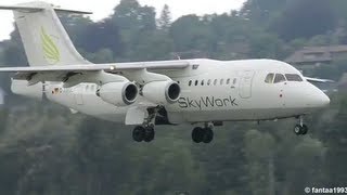 BAe 146200 Avro RJ85  Landing at airport BernBelp HD [upl. by Jurdi334]