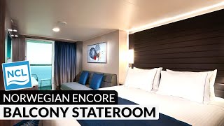 Norwegian Encore  Balcony Stateroom Full Tour amp Review 4K  Category BA BF [upl. by Bliss]