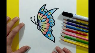 Como dibujar una mariposa paso a paso 17  How to draw a butterfly 17 [upl. by Aiciles]