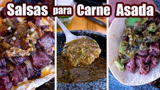 SALSAS para CARNE ASADA  3 Recetas  TOQUE Y SAZON [upl. by Cioban]