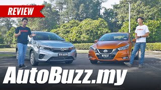 Nissan Almera 10 Turbo vs Honda City 15 V indepth review  AutoBuzzmy [upl. by Tatum]