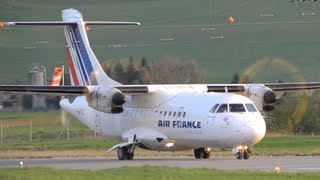 ATR 42 takes off at airport BernBelp HD [upl. by Ahseiyt159]