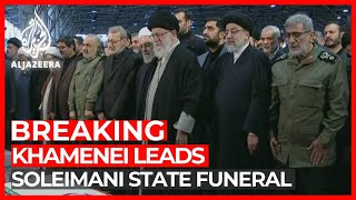 Iran Supreme Leader Khamenei leads prayers at Soleimani funeral [upl. by Idoux]