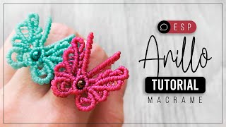 Anillo Mariposa » 🦋 tutorial  como hacer mariposa de hilo  diy ● Macrame 189 [upl. by Mccarthy323]