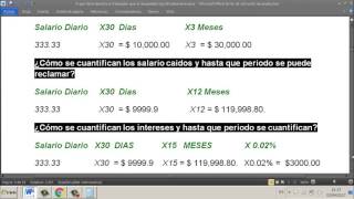 4  Ejemplo de Indemnización Constitucional Salarios caídos e Intereses [upl. by Ernie]