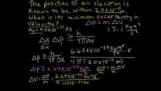 Calculating uncertainty in velocity Heisenberg Uncertainty Principle [upl. by Mailiw430]