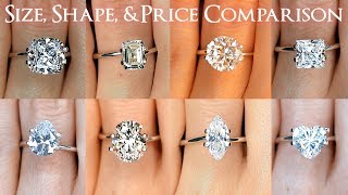 Engagement Ring Diamond Size Comparisons for All Shapes Oval Round Princess Cushion amp More [upl. by Plante]