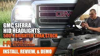 Installing GMC Sierra HID Headlights 500 Brighter  Headlight Revolution [upl. by Anelaf]