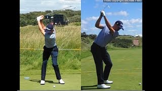 Justin Thomas golf swing  Long Iron faceon amp downtheline July 2017 [upl. by Cheria]