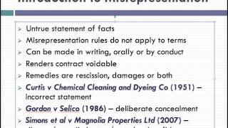 Misrepresentation Lecture 1 of 4 [upl. by Ehud]