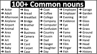 100 Common Nouns in English 📚  Parts of speech [upl. by Ahsetra]