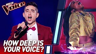 TOP 10  Unbelievably LOW Voices in The Voice [upl. by Ahsenre]