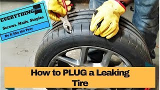 How to Plug a Leaking Tire  Screws Nails and more [upl. by Norud]