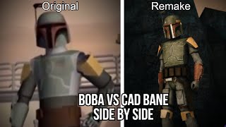 Boba Fett vs Cad Bane Side by Side Original vs Visual Remake [upl. by Neellok]